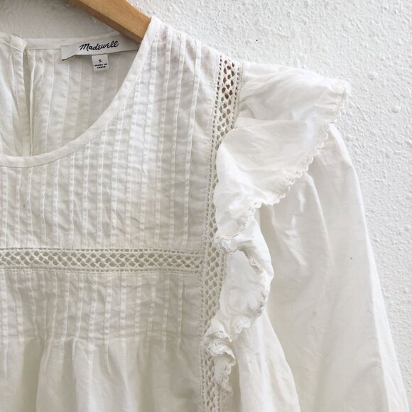 MADEWELL Full-Sleeve Pintuck Ruffle Top Size Small - Picture 5 of 9